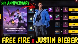 Free Fire X Justin Bieber รางวัลฟรี Free Fire ครบรอบ 5 ปี Free Fire กิจกรรมใหม่ Ff