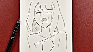 Sad anime drawing | how to draw sad girl easy step-by-step