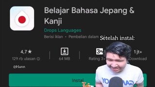 Ketika kamu sudah download aplikasi belajar bahasa Jepang🗿