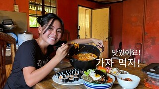 Korean Foods for Lunch (Mukbang) Making Kimchi in the Philippines, on a rainy day in the countryside