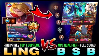 Top 1 Philippines Ling Just Destroyed MPL-Qualifier BSB Full Squad in rank ~ Mobile Legends