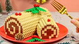 LEGO Yule Log Cake สำหรับคริสต์มาส เลโก้ในชีวิตจริง การทำอาหารแบบสต็อปโมชั่น & ASMR