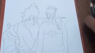 drawing artline Naruto dan Sasuke