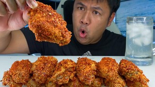 ไก่ทอดน้ำปลาร้าคั่วพริก กรอบๆ Mukbang