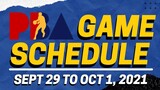 PBA GAME SCHEDULE SEPTEMBER 29 TO OCTOBER 1, 2021 | 2021 PBA PHILIPPINE CUP