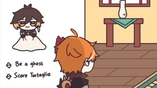 [Genshin Impact animation] pretend to be a ghost to scare the boy