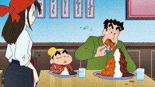 【Crayon Shin-chan】Eat a big bowl of curry rice, topped with delicious sauce and it's delicious