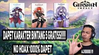 CARA MENDAPATKAN KARAKTER GRATIS !⭐⭐⭐⭐⭐AUTO DAPET DILUC , MONA DAN KEQING - GENSHIN IMPACT INDONESIA