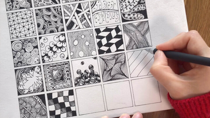 [Drawing] Zentangle Art in 25 square boxes
