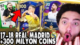 100 RONALDO TAM 310 MİLYON COINS 17-18 REAL MADRID UCL KADROSU FC MOBILE