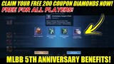 CLAIM YOUR FREE 200 COUPON DIAMONDS NOW! FREE FOR ALL PLAYERS! MOBILE LEGENDS