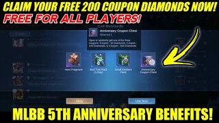 CLAIM YOUR FREE 200 COUPON DIAMONDS NOW! FREE FOR ALL PLAYERS! MOBILE LEGENDS