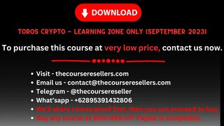 Toros Crypto - Learning Zone Only (September 2023)