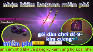 Garena free fire| nhận skin katana thiên hồ miễn phí, mua gói dân chơi đỏ 9 kim cương