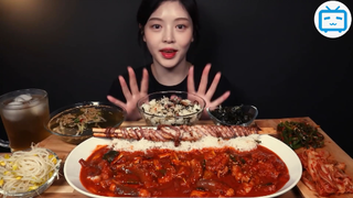 Ăn sập thế giới 10 Spicy Stir-Fried Octopus Mukbang Asmr #amthuc