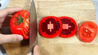 LEGO SALAD ทักษะการตัดผักและผลไม้ในชีวิตจริง - ASMR Stop Motion Cooking