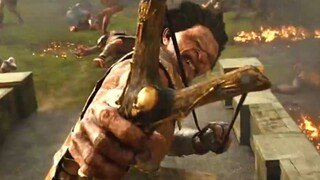 Jack defeats the giants with a slingshot|<Jack the Giant Slayer>