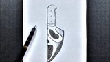 Scary sketch | how to draw ghost face in knife 🔪 easy step-by-step