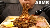 ASMR EATING BLACK BEAN NOODLE WITH, FRIED MEAT & EGGS | JJAJANGMEN