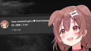 My First Heart from Korone in Youtube Comments!