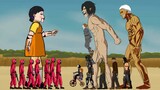 Squid Game vs Eren Yeager, Reiner, Jason, Chucky, Predator, Freddy, Pennywise, jigsaw, Scorpion