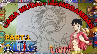CARA mudah menggambar anime one piece Luffy part.1 sketsa