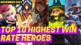 TOP 10 HIGHEST WIN RATE HEROES IN MOBILE LEGENDS [NOVEMBER 2021]