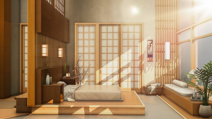 Modern Japanese-Inspired Home (No CC) | Stop Motion Build | Sims 4