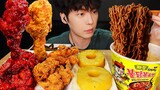 MUKBANG | 직접 만든 양념 치킨 레시피 & 짜장 불닭볶음면 파김치 먹방 | KOREAN Fried chicken RECIPE HOME FOOD