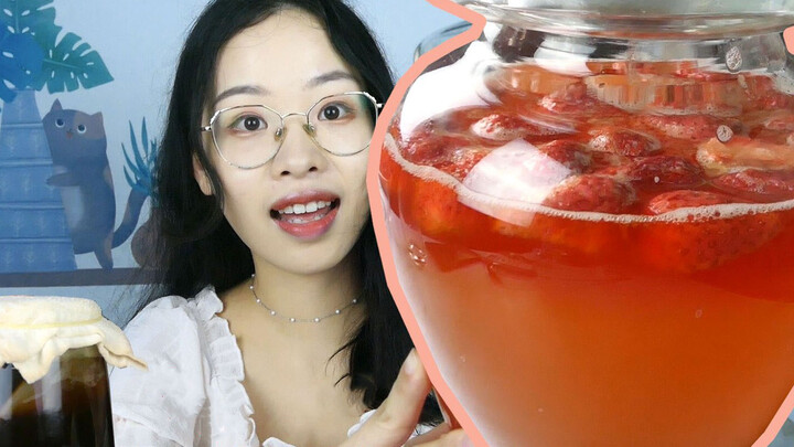 用细菌竟然做出颜值超高的草莓饮料，还做出了香醋！