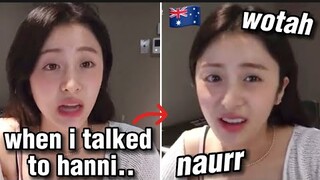 Yunjin Imitates Hanni's accent during trainee days...