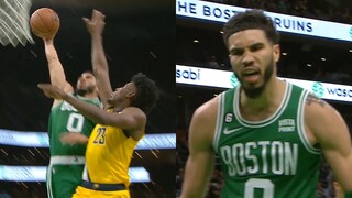 Jayson Tatum insane poster dunk on Aaron Nesmith then stares him down 😳