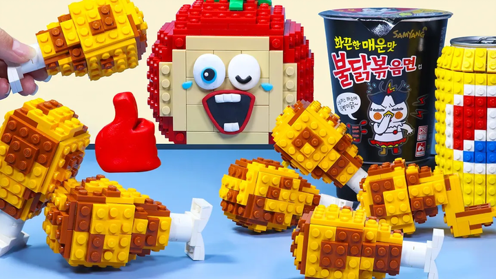 LEGO Spicy Chicken Thighs IRL อาหารจานด่วน Mukbang Challenge - Stop Motion Cooking & Asmr