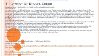 Treatment Of Kennel Cough