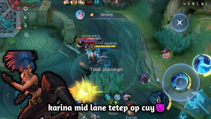 gameplay karina mid lane ,op cuy🔥😈~ Mobile Legends