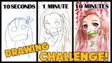 Nezuko Drawing challenge 10 seconds, 1 minute, 10 minutes with water color painting