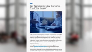 Apartment Investing Courses To Propel Success | Multifamily Real Estate Courses