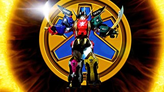 Gokai King uses the power of the Rescue Team to extinguish the flames of the fire attribute monster 