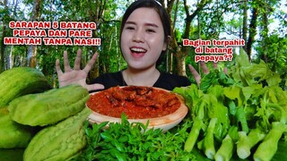 MUKBANG 5 BATANG PEPAYA MENTAH LALAPAN PARE MENTAH TANPA NASI#lalapanmentah#papayatree#mukbang