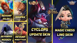 REVAMPED MOSKOV SKILLS, CYCLOPS COLLECTOR APRIL, KHUFRA ELITE, VALE EPIC - MLBB UPCOMING SKIN 2023