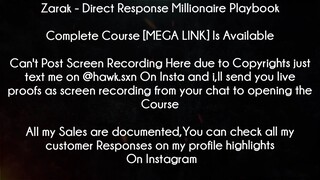 Zarak Course Direct Response Millionaire Playbook download