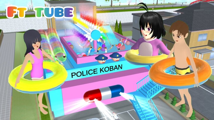 Baby Titan Selin Yuta & Mio Buat Kolam Renang Di Atas Police Koban | Sakura School Simulator