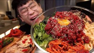 SUB 밥보다 육회많이 육회비빔밥 육전 도가니탕까지 대박 레전드 먹방 yukhoe bibimbap mukbang Legend koreanfood eatingshow asmr kfo