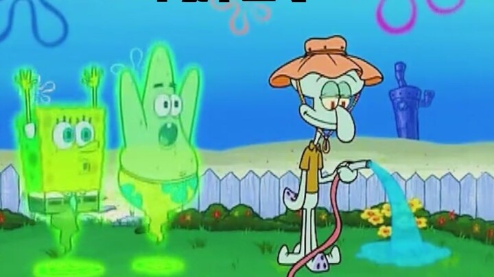 Idiot becomes a ghost and tries to scare Squidward