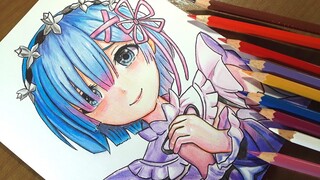 Drawing anime girl - Rem [ Re: Zero ] | menggambar anime cewek