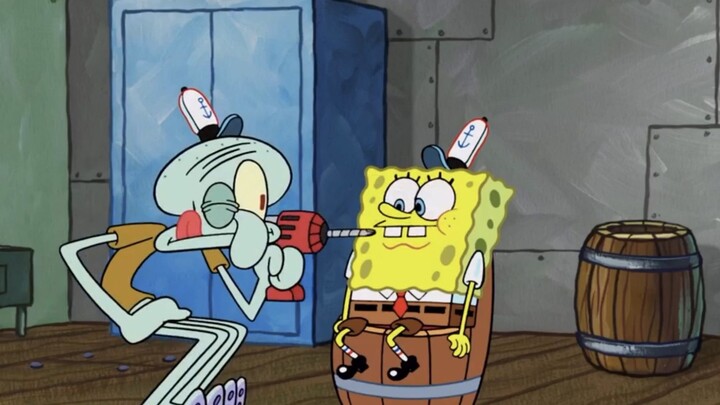 "SpongeBob SquarePants" Squidward uses an electric drill to help SpongeBob seal his teeth, and his v