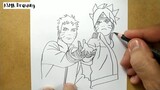 ASMR drawing Naruto and Boruto ... VERY EASY ,, how to draw NARUTO manga from japan