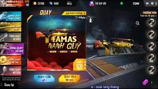 [Garena free fire] #155 đặt trước thẻ vô cực quay và tets nhanh famas nanh quỷ