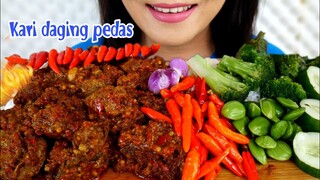 ASMR KARI DAGING SAPI PEDAS, LALAPAN PETE | ASMR MUKBANG INDONESIA