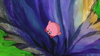 Baby Kirby yang dilempar dari tebing oleh Dedede